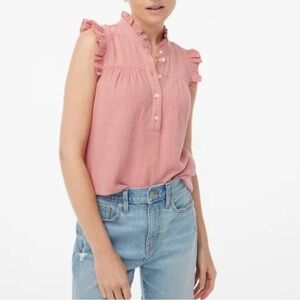 J Crew Ruffle Trim Gauze Mauve Top